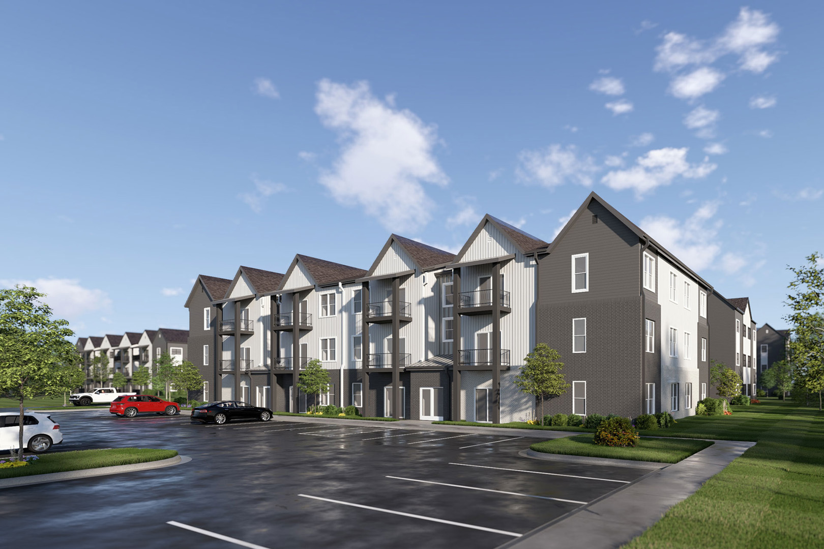 breton 44 apartments property building exterior and parking lot